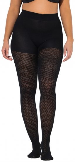 Ulla Popken 849050 Rutiga strumpbyxor Svart - Strumpbyxor & strumpor - 