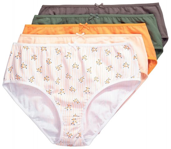 Ulla Popken 849098 Blommiga trosor 6-pack Orange - Trosor - 
