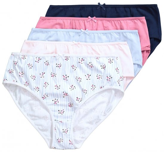 Ulla Popken 849098 Blommiga trosor 5-pack Ljusblå - Trosor - 