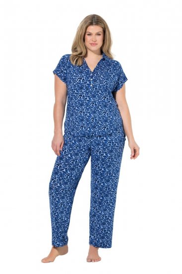 Ulla Popken 849144 Djurmönstrad pyjamas Mörkblå - Pyjamas/Loungewear - 