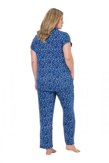 Ulla Popken 849144 Djurmönstrad pyjamas Mörkblå - Pyjamas/Loungewear - 