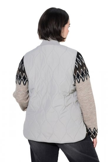 Ulla Popken 849221 Quiltad väst med ribbstickad krage Grå - Västar - 
