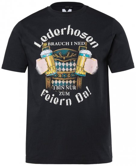 Men+ 410 T-shirt Lederhosn Svart - T-shirts - Stora T-shirts - 2XL-14XL