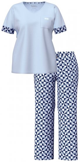 Ulla Popken 849850 Rutig pyjamas Ljusblå - Pyjamas/Loungewear - 