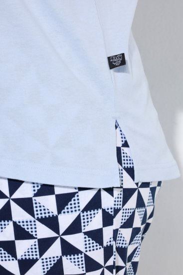 Ulla Popken 849850 Rutig pyjamas Ljusblå - Pyjamas/Loungewear - 