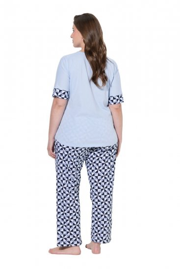 Ulla Popken 849850 Rutig pyjamas Ljusblå - Pyjamas/Loungewear - 
