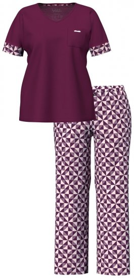 Ulla Popken 849850 Rutig pyjamas Bärröd - Pyjamas/Loungewear - 