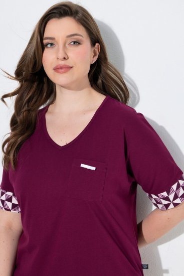 Ulla Popken 849850 Rutig pyjamas Bärröd - Pyjamas/Loungewear - 