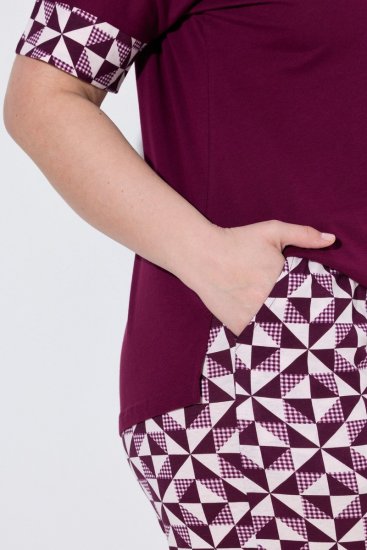Ulla Popken 849850 Rutig pyjamas Bärröd - Pyjamas/Loungewear - 