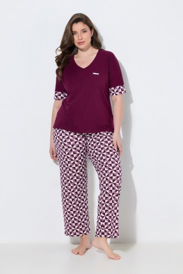 Ulla Popken 849850 Rutig pyjamas Bärröd - Pyjamas/Loungewear - 