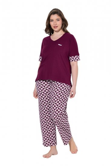 Ulla Popken 849850 Rutig pyjamas Bärröd - Pyjamas/Loungewear - 