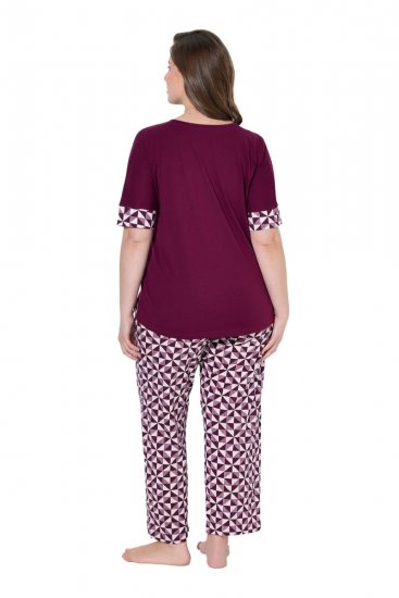 Ulla Popken 849850 Rutig pyjamas Bärröd - Pyjamas/Loungewear - 
