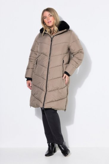Ulla Popken 850041 Vadderad kappa Taupe - Kappor - Kappor i stora storlekar