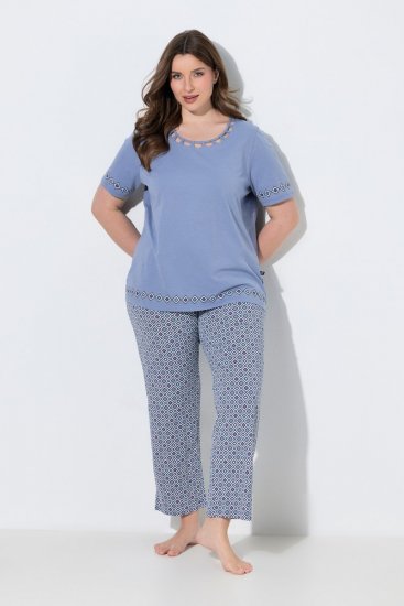 Ulla Popken 850045 Kortärmad pyjamas Ljusblå - Pyjamas/Loungewear - 