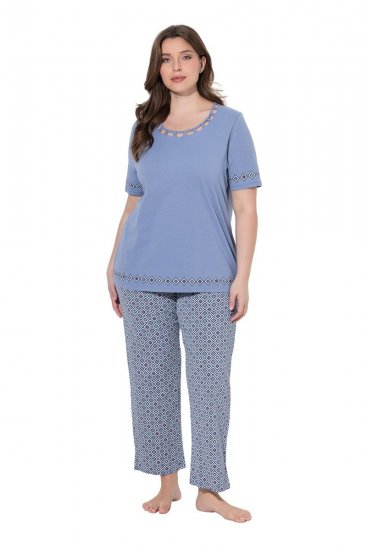 Ulla Popken 850045 Kortärmad pyjamas Ljusblå - Pyjamas/Loungewear - 