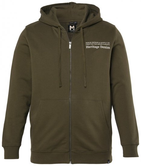 Men+ 375 Hoodie med dragkedja Heritage Denim Khakigrön - Tröjor & hoodies - Stora hoodies & tröjor - 2XL-14XL