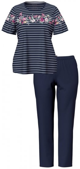 Ulla Popken 850403 Blommig pyjamas Mörkblå - Pyjamas/Loungewear - 