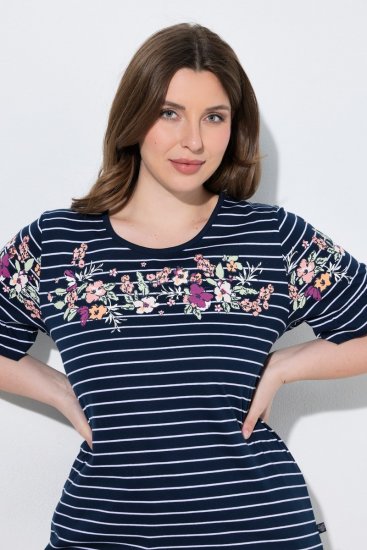 Ulla Popken 850403 Blommig pyjamas Mörkblå - Pyjamas/Loungewear - 