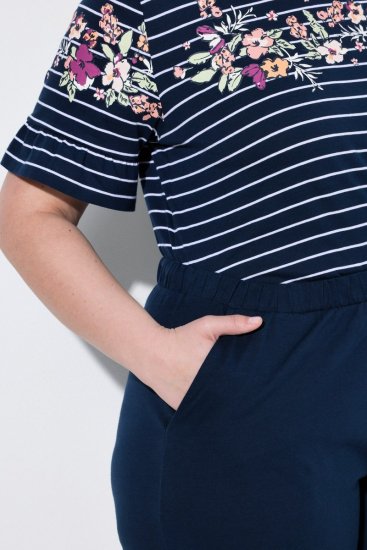 Ulla Popken 850403 Blommig pyjamas Mörkblå - Pyjamas/Loungewear - 