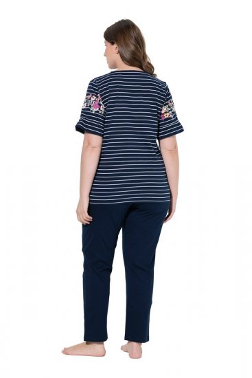 Ulla Popken 850403 Blommig pyjamas Mörkblå - Pyjamas/Loungewear - 