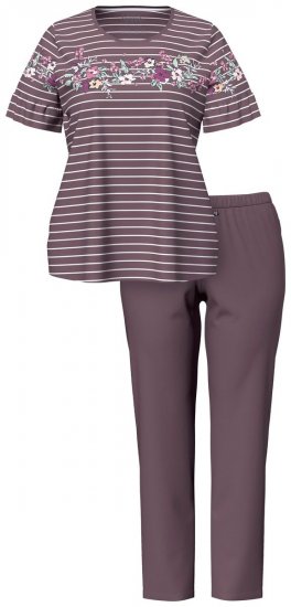 Ulla Popken 850403 Blommig pyjamas Brun - Pyjamas/Loungewear - 