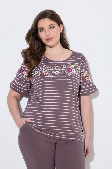Ulla Popken 850403 Blommig pyjamas Brun - Pyjamas/Loungewear - 