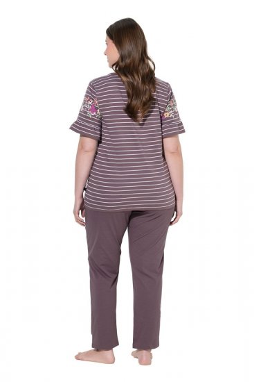 Ulla Popken 850403 Blommig pyjamas Brun - Pyjamas/Loungewear - 