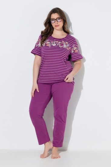 Ulla Popken 850403 Blommig pyjamas Violett - Pyjamas/Loungewear - 