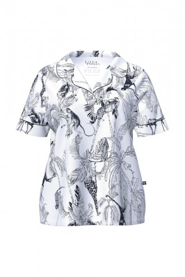 Ulla Popken 850441 Mönstrad pyjamas Benvit - Pyjamas/Loungewear - 