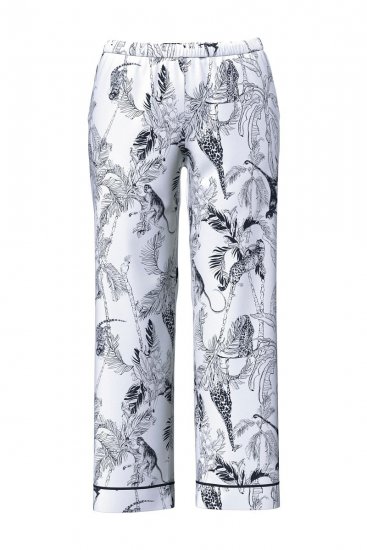 Ulla Popken 850441 Mönstrad pyjamas Benvit - Pyjamas/Loungewear - 