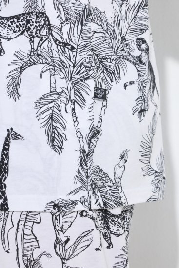 Ulla Popken 850441 Mönstrad pyjamas Benvit - Pyjamas/Loungewear - 