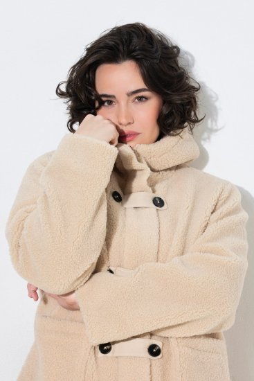 Ulla Popken 850589 Teddyjacka Benvit - Jackor - Damjackor i stora storlekar