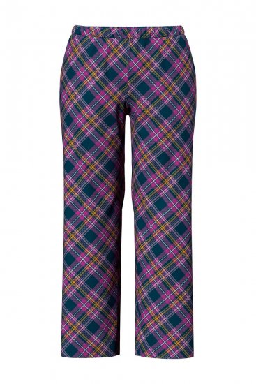 Ulla Popken 850864 Rutigt 3-delat pyjamasset Violett - Pyjamas/Loungewear - 
