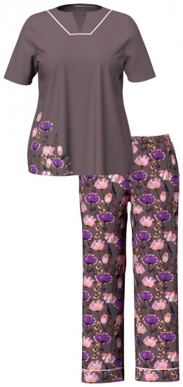 Ulla Popken 850903 Blommig pyjamas 2-pack Brun - Pyjamas/Loungewear - 