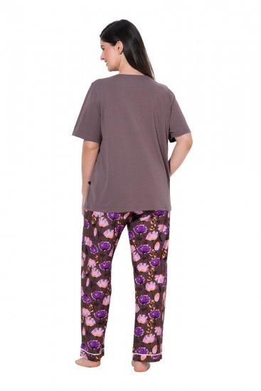 Ulla Popken 850903 Blommig pyjamas 2-pack Brun - Pyjamas/Loungewear - 