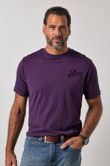 JP1880 850985 T-shirt med tryck på bröstet Mörklila TALL - TALL T-shirts - T-Shirts för Långa Män