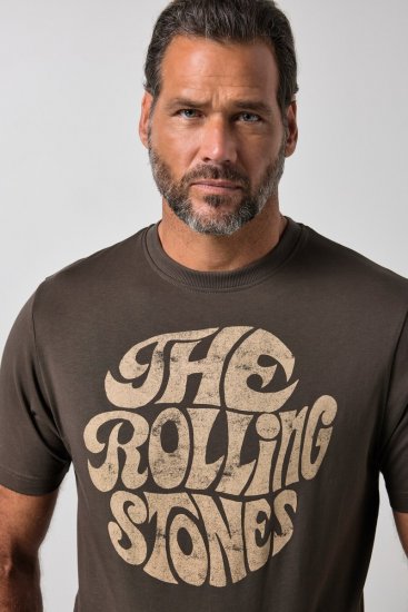 JP1880 851001 Rolling Stones Retro Logo T-shirt Hasselnöt - Band T-shirts - Band T-shirts i stora storlekar