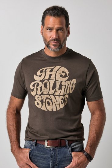 JP1880 851001 Rolling Stones Retro Logo T-shirt Hasselnöt - Band T-shirts - Band T-shirts i stora storlekar
