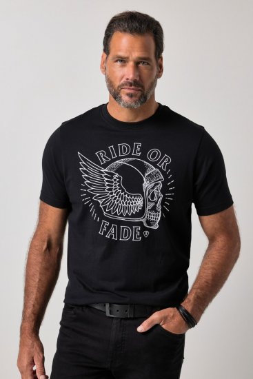 JP1880 851008 T-shirt med tryck på bröstet Svart TALL - TALL T-shirts - T-Shirts för Långa Män