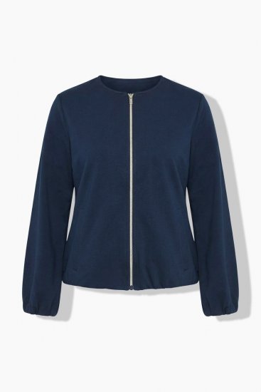 Ulla Popken 851040 Sweatjacka med dragkedja Mörkblå - Collegetröjor - Sweatshirts för kvinnor i stora storlekar
