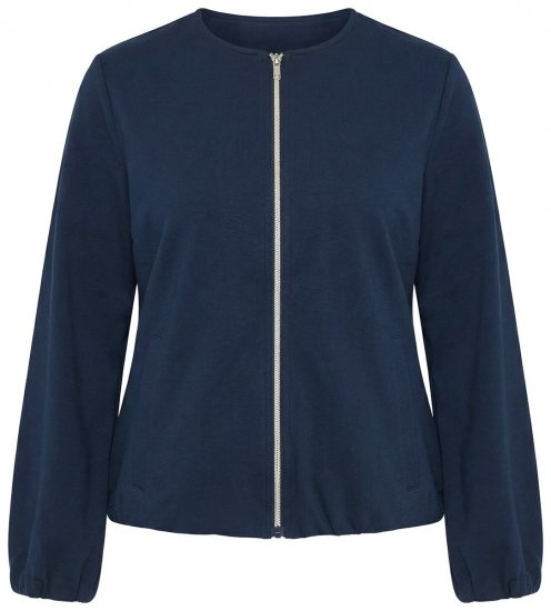 Ulla Popken 851040 Sweatjacka med dragkedja Mörkblå - Collegetröjor - Sweatshirts för kvinnor i stora storlekar