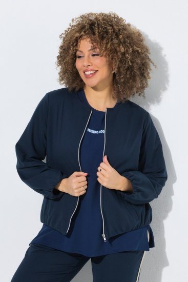 Ulla Popken 851040 Sweatjacka med dragkedja Mörkblå - Collegetröjor - Sweatshirts för kvinnor i stora storlekar