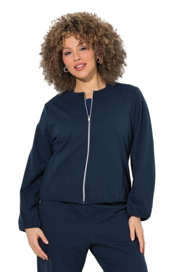 Ulla Popken 851040 Sweatjacka med dragkedja Mörkblå - Collegetröjor - Sweatshirts för kvinnor i stora storlekar