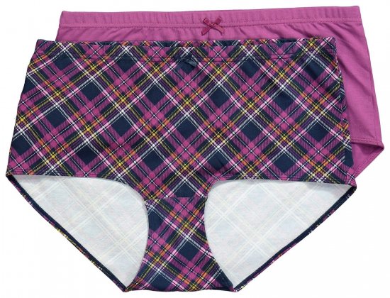 Ulla Popken 851071 Rutiga trosor i ekologisk bomull 2-pack Violett - Trosor - 