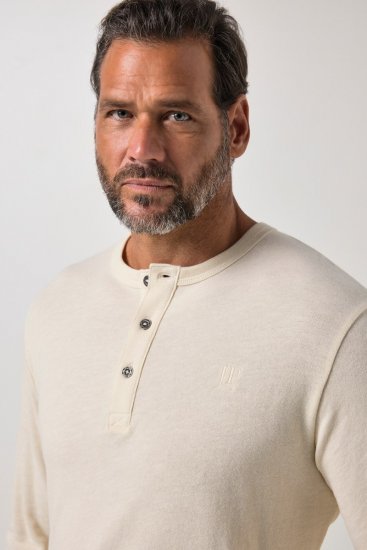 JP1880 851075 Långärmad Henley t-shirt Sandgrå TALL - TALL T-shirts - T-Shirts för Långa Män