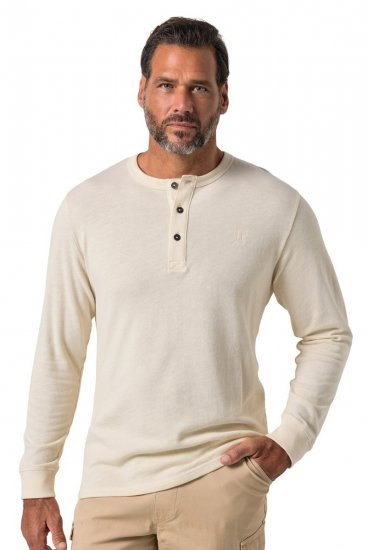 JP1880 851075 Långärmad Henley t-shirt Sandgrå TALL - TALL T-shirts - T-Shirts för Långa Män