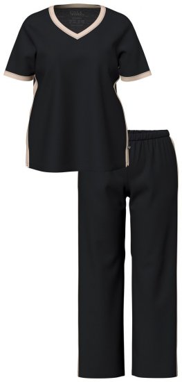 Ulla Popken 851245 Randig pyjamas Svart - Pyjamas/Loungewear - 