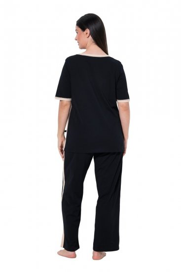 Ulla Popken 851245 Randig pyjamas Svart - Pyjamas/Loungewear - 