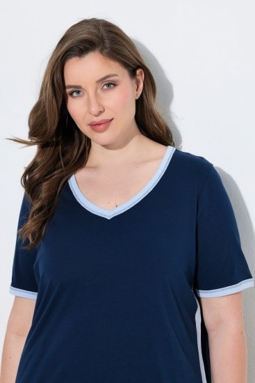 Ulla Popken 851245 Randig pyjamas Mörkblå - Pyjamas/Loungewear - 