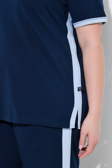 Ulla Popken 851245 Randig pyjamas Mörkblå - Pyjamas/Loungewear - 